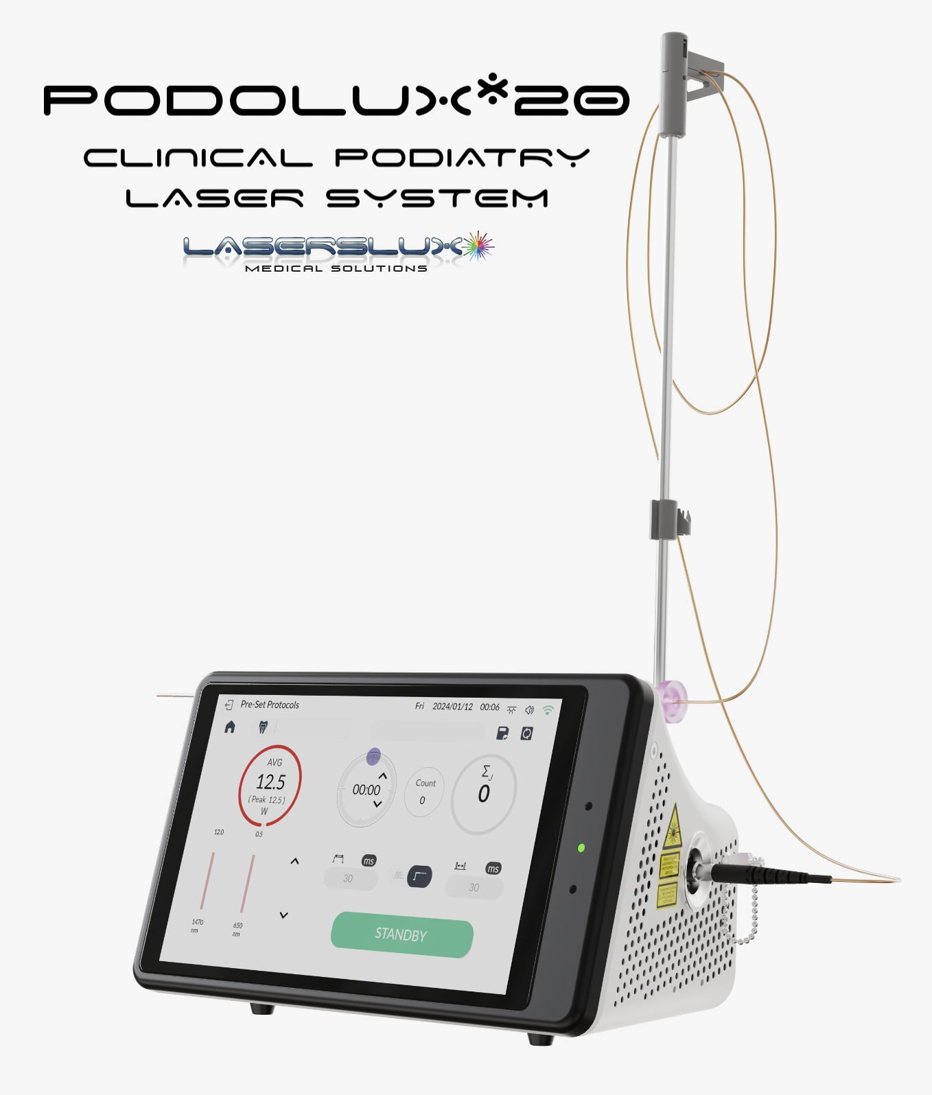 Laser para hongos en las uñas con equipo PodoLux 20 en podología clínica profesional