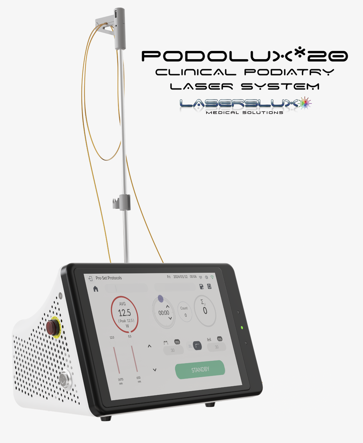 Laser para hongos en las uñas con equipo PodoLux 20 en podología clínica profesional
